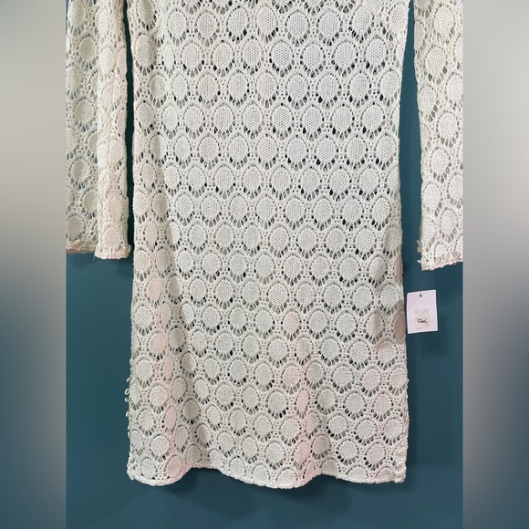 Trina Turk Dress Size 6 Crochet Ivory Long Sleeve Swim Cover Up - Picture 6 of 8